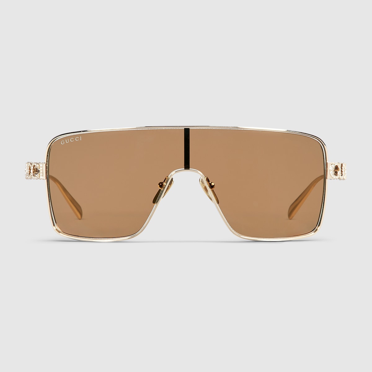 Rectangular frame sunglasses in light gold | GUCCI® US