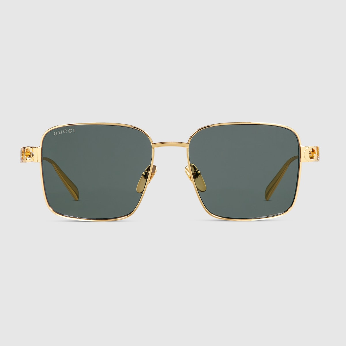 GUCCI EYEWEAR スクエアフレーム ゴールドトーン＆エナメル Square frame sunglasses in gold-toned metal | GUCCI® US