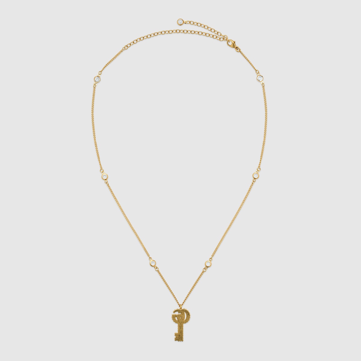 クリスタル付き ダブルG キー ブレスレット ・ゴールド フィニッシュ