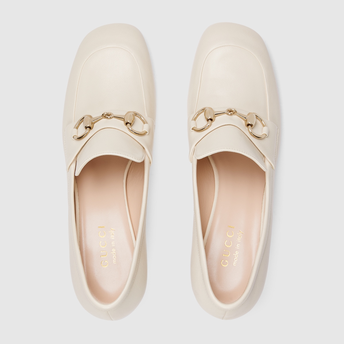 GUCCI ホワイトローファー　35 ホースビット付き ウィメンズ ローファーパンプス ・アイボリー レザー