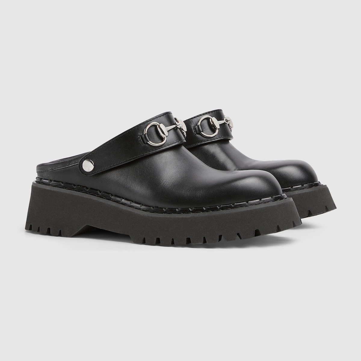 Gucci Black Leather Croc-Embossed Demi Heels ○ Labellov