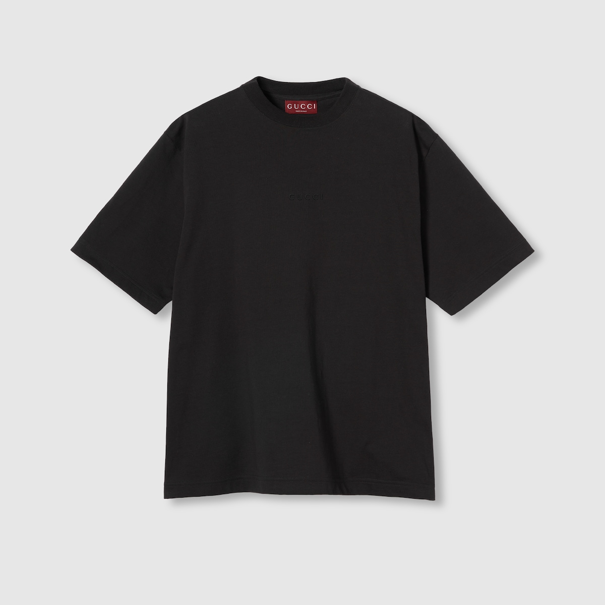 Cotton jersey T-shirt with embroidery in black | GUCCI® US