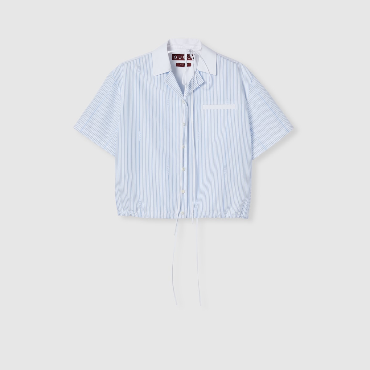GUCCI ネイビー ホワイト ラガーシャツ　L 正規品 Striped GG cotton jacquard shirt in light blue | GUCCI® US