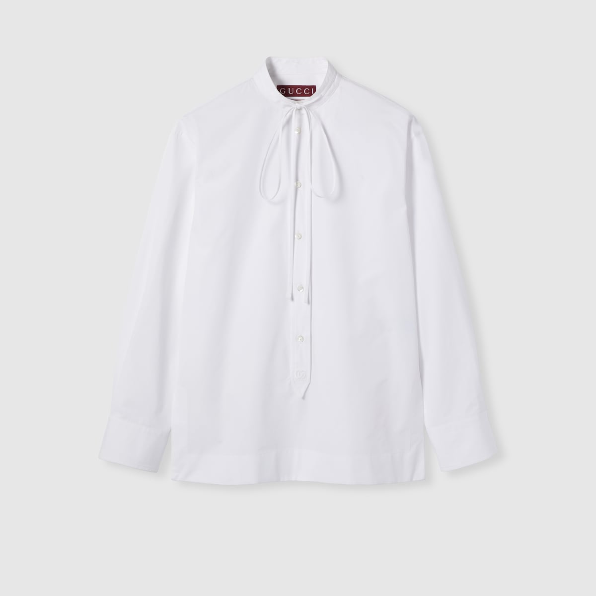 Tシャツ・カットソー GUCCI SS25 White poplin oversize shirt (818454ZAJP1 9000) Oversize T-shirt with Gucci logo in white cotton jersey