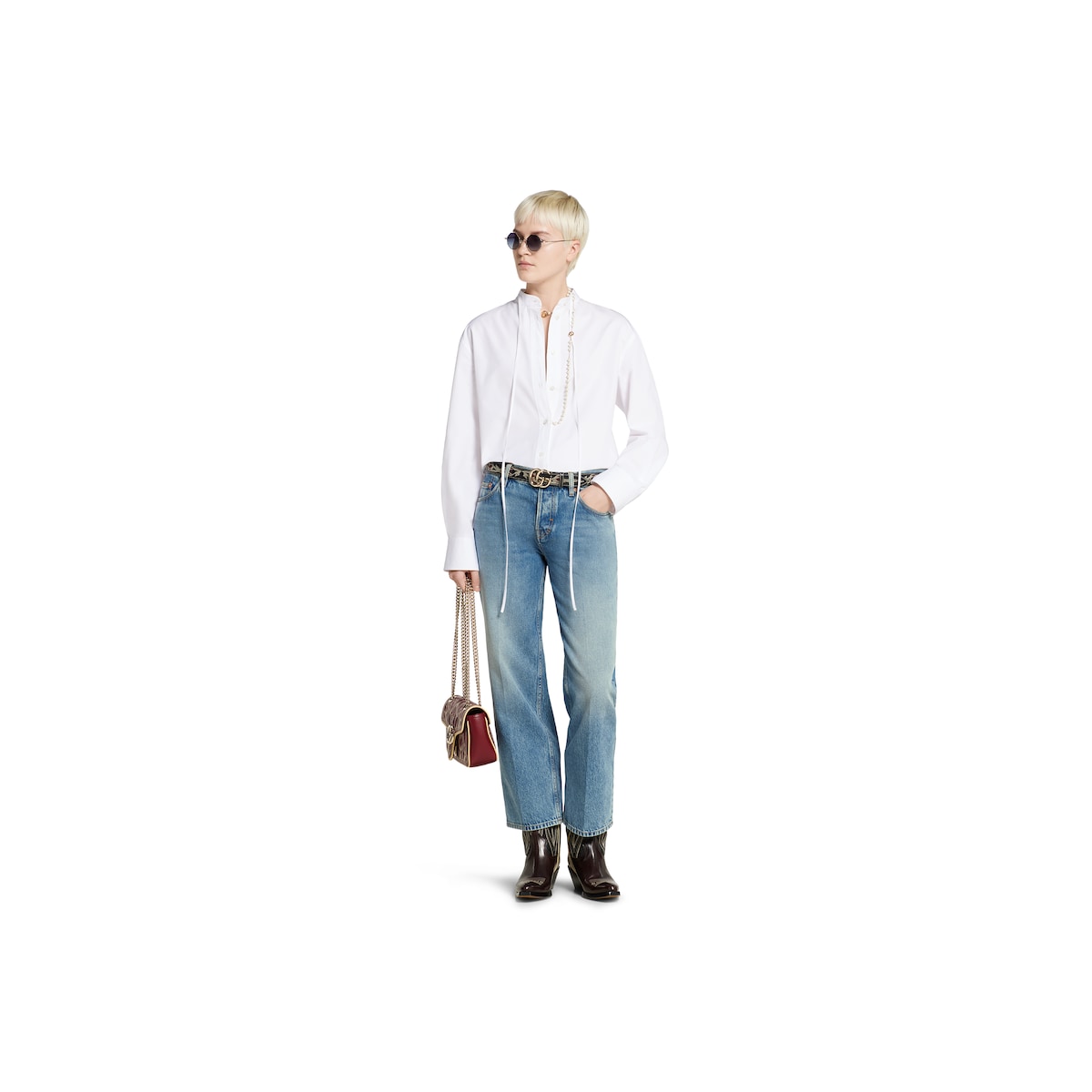 Cotton poplin shirt with embroidery