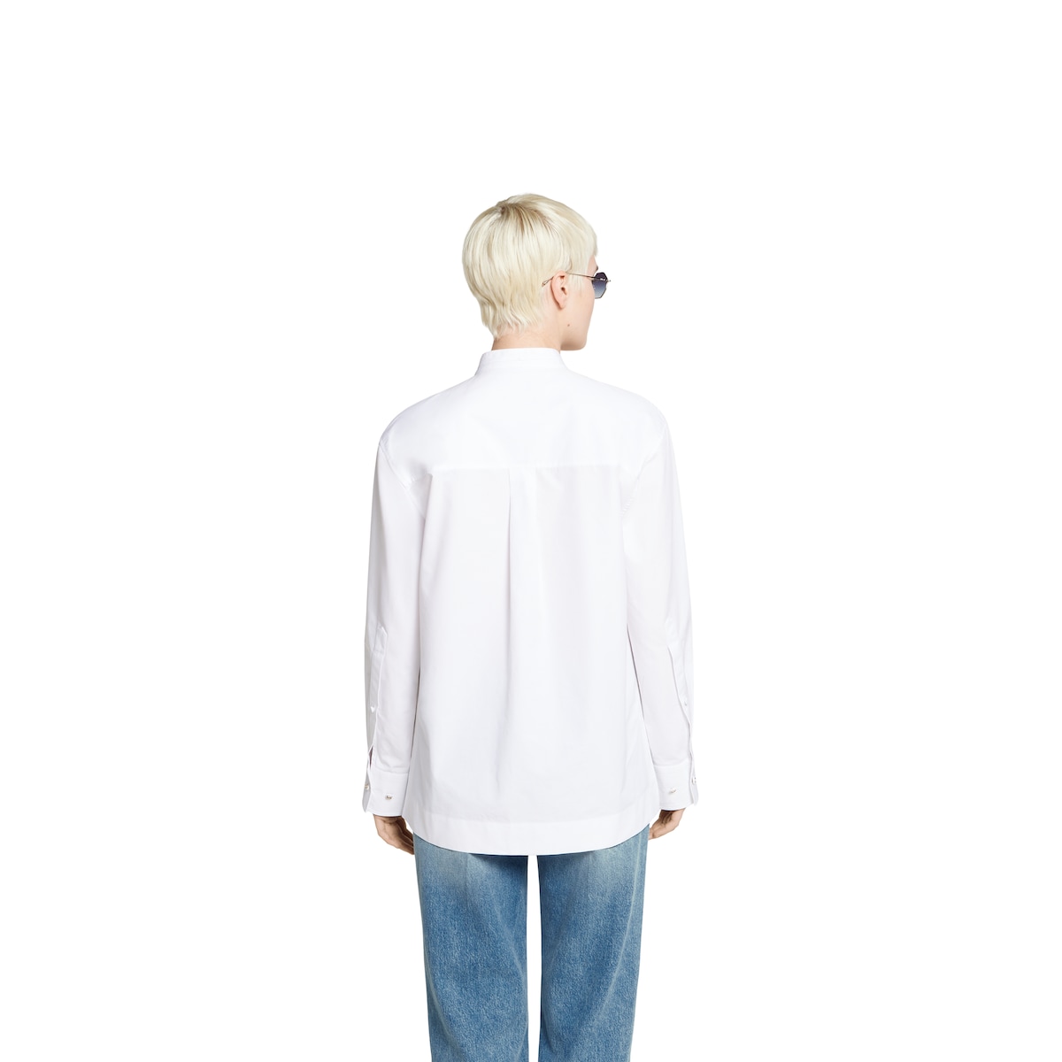 Cotton poplin shirt with embroidery in white | GUCCI® CA