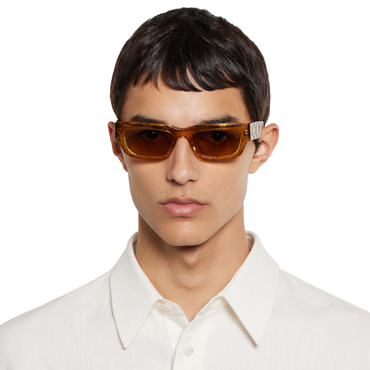 Rectangular frame sunglasses in yellow | GUCCI® US