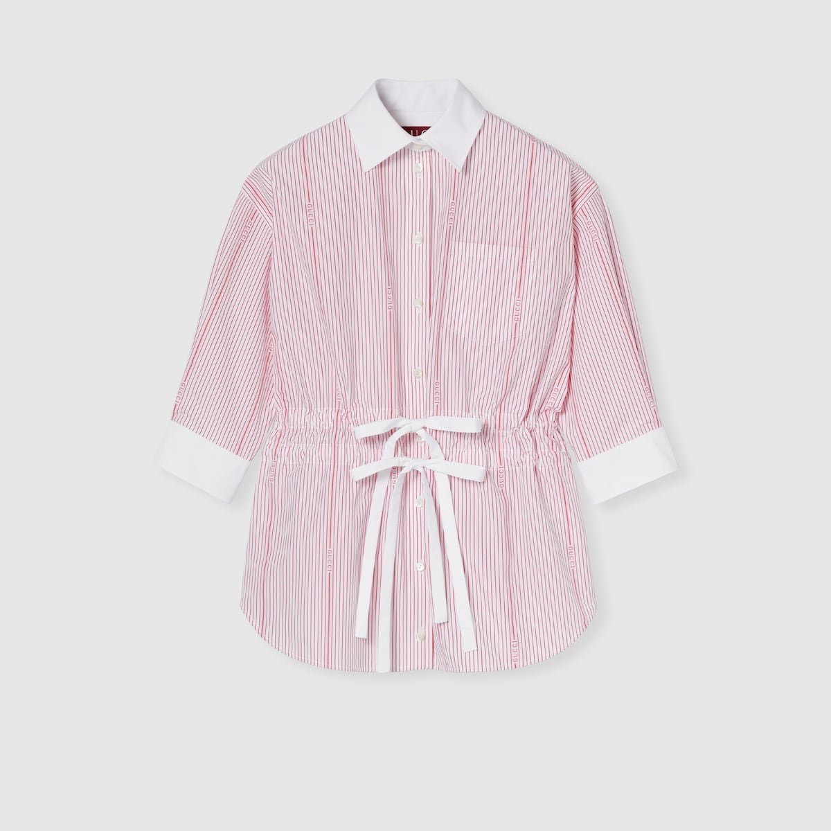 Gucci cotton fil coupé shirt in white and red | GUCCI® US
