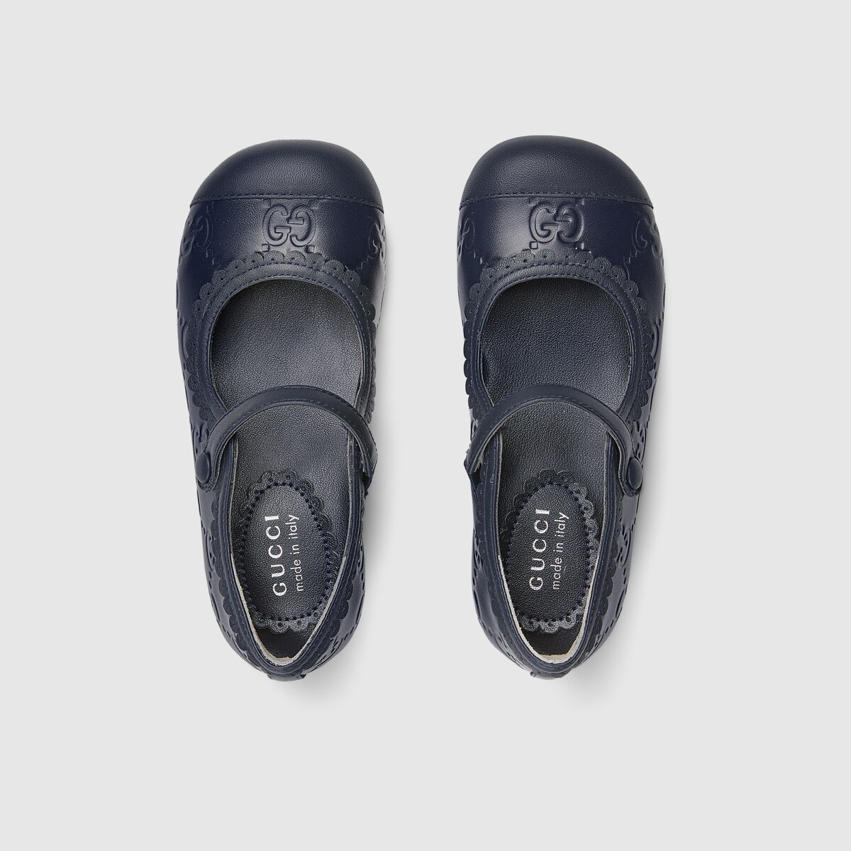 Toddler GG ballet flat in dark blue GG leather