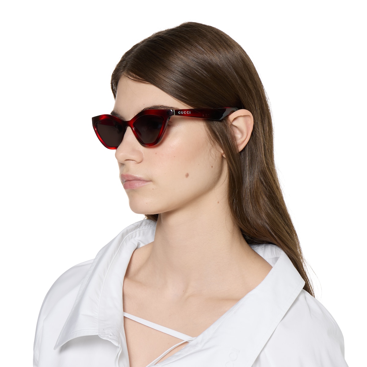 gloss_0309 Cat eye sunglasses in red and brown tortoiseshell | GUCCI® US