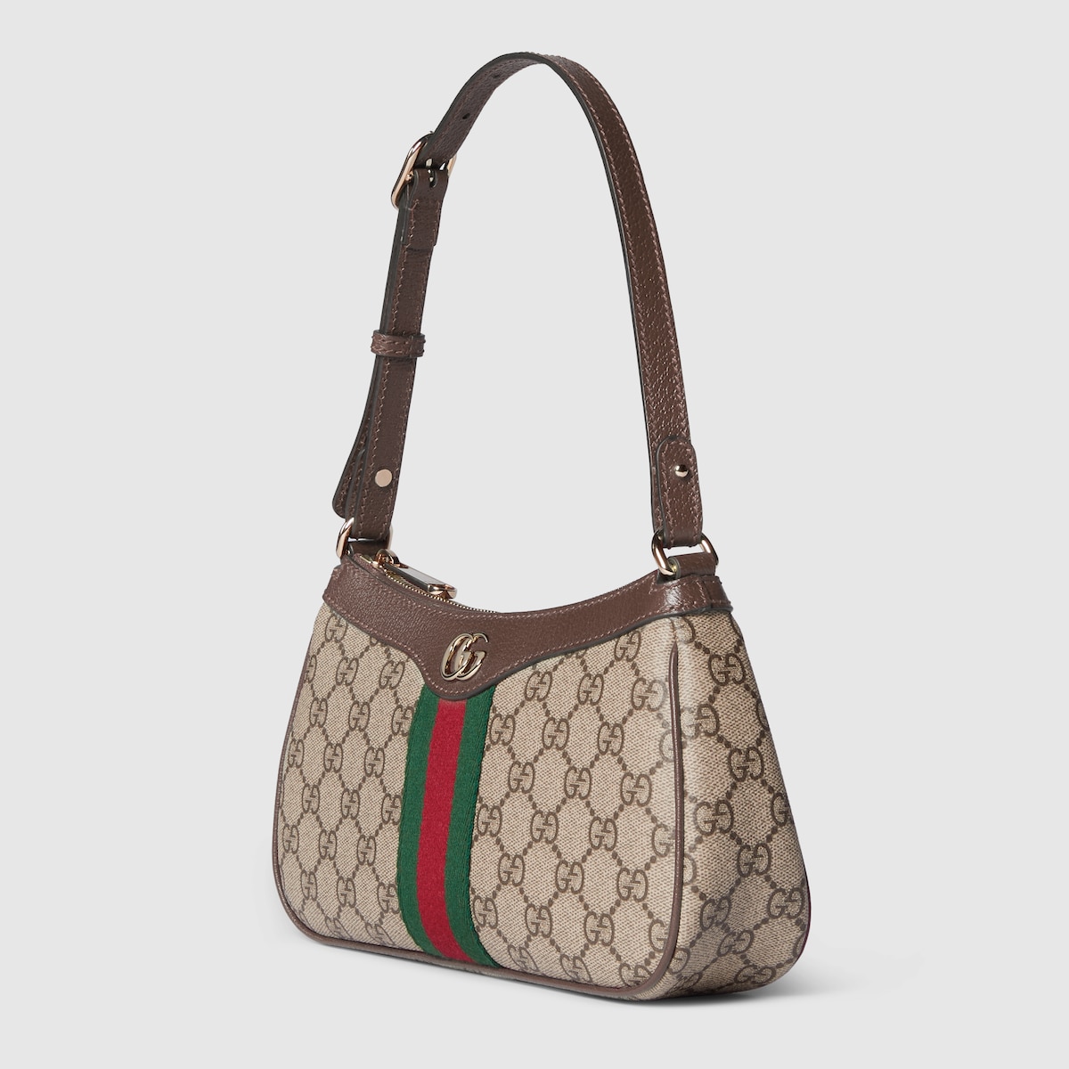 Ophidia small shoulder bag in beige and brown GG fabric