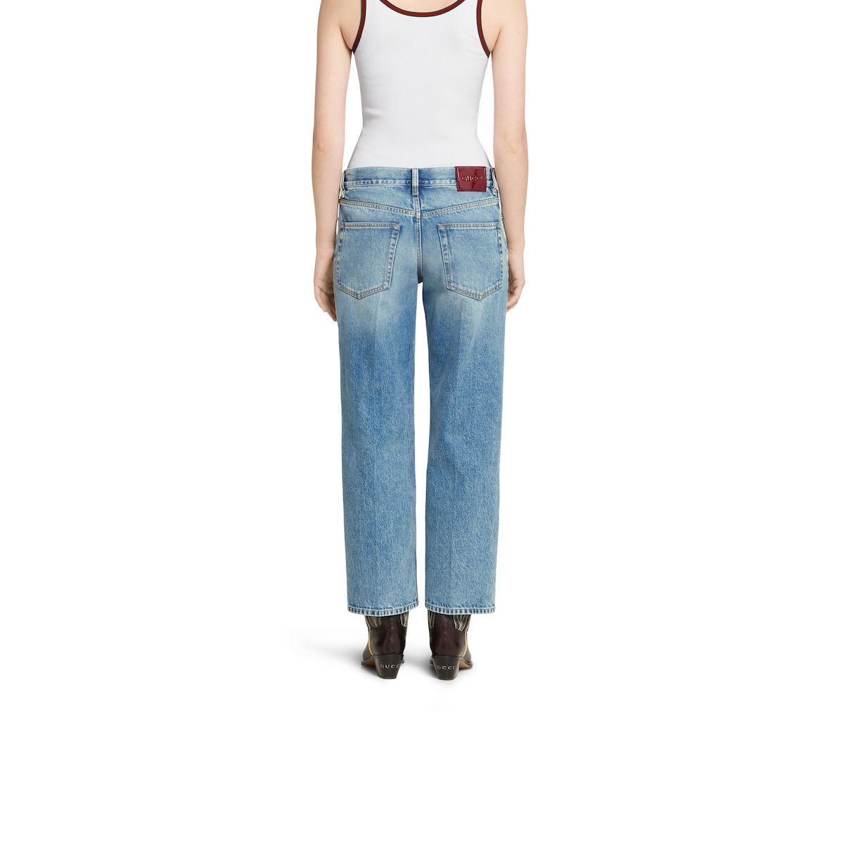 【GUCCI】STRAIGHT FIT JEANS●812233XDC834100 Straight fit denim pants in light blue | GUCCI® US