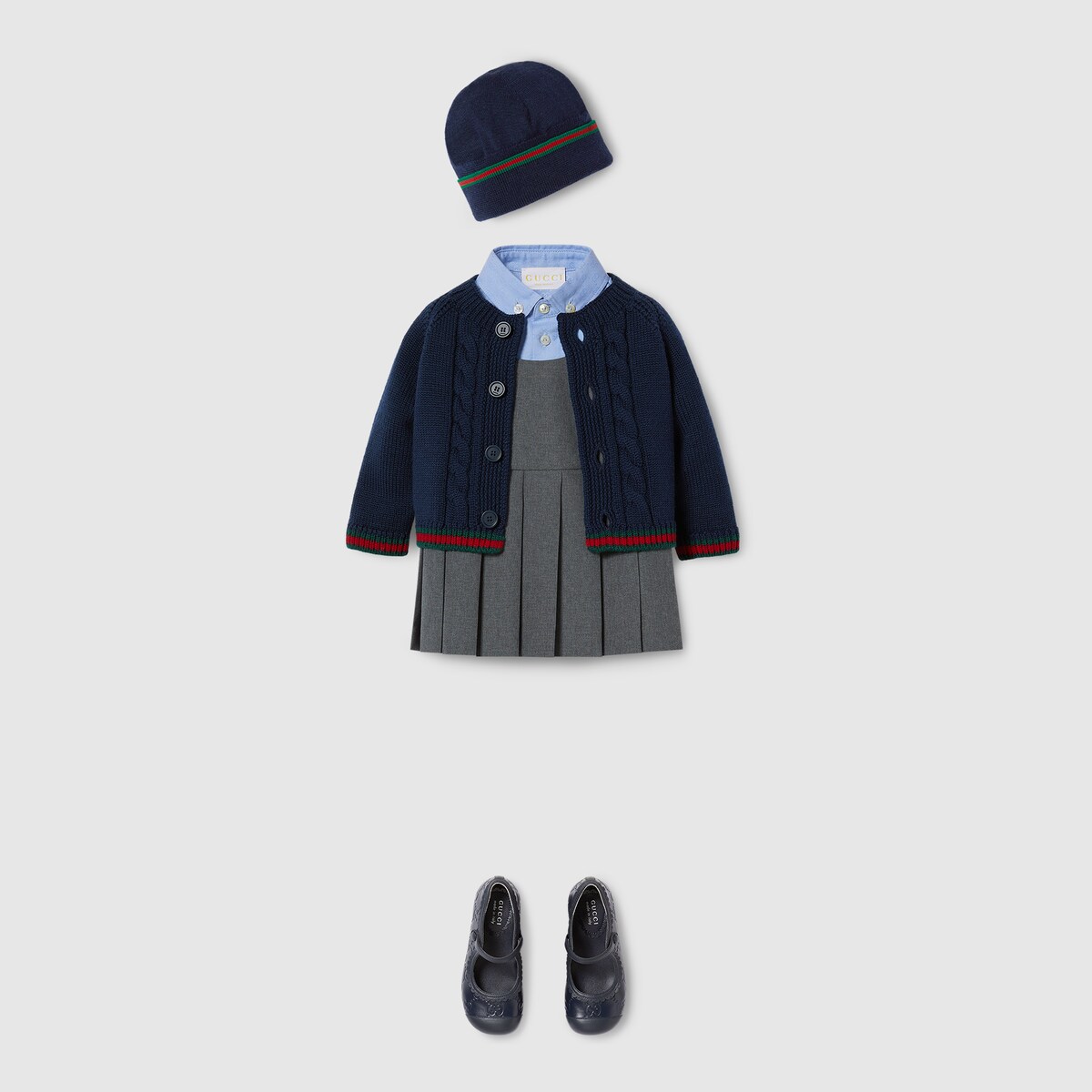 Baby wool cardigan with Web in dark blue