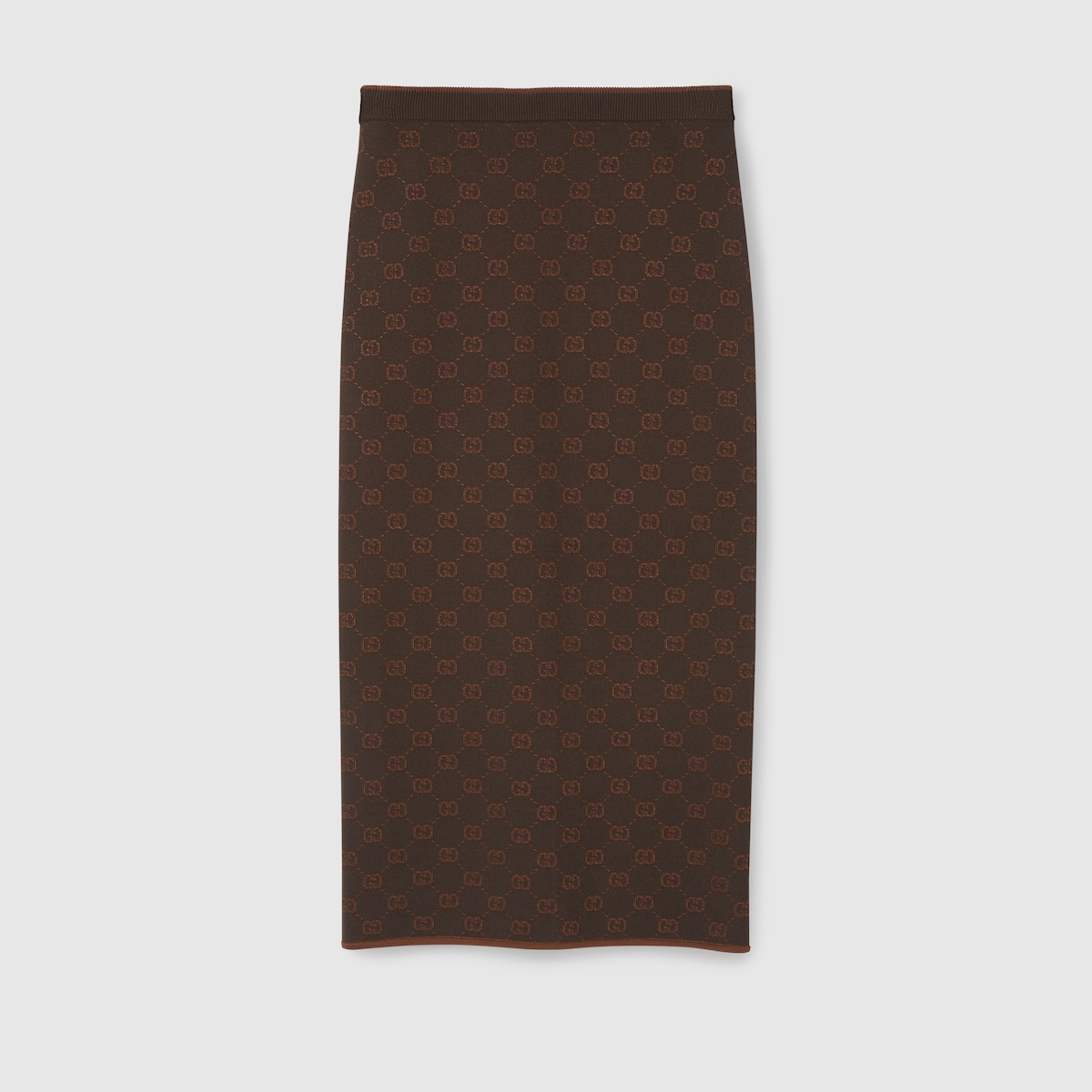 Stretch GG jacquard skirt in dark brown | GUCCI® US