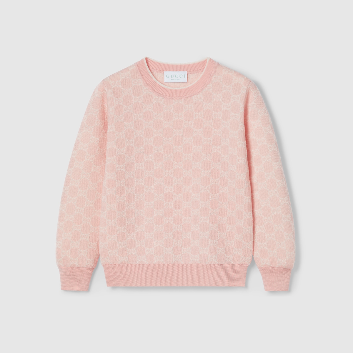 Children's GG wool jacquard sweater in light pink and white - thumbnail 2