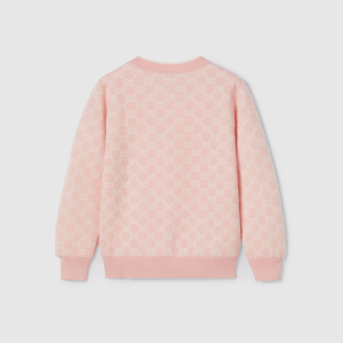 Children's GG wool jacquard sweater in light pink and white - thumbnail 3