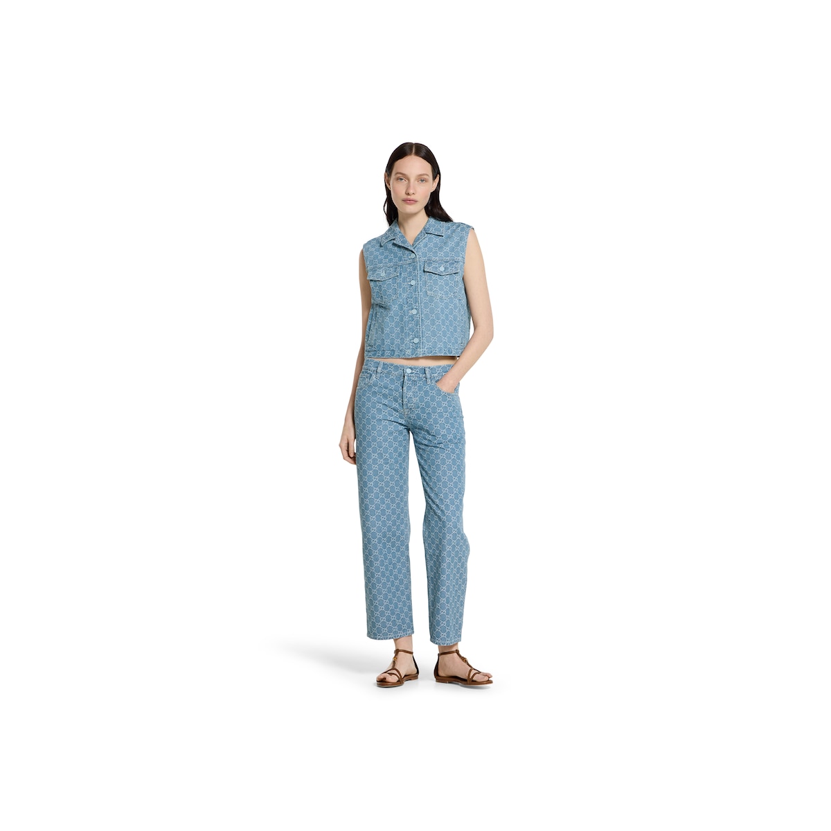 GG denim jacquard pants