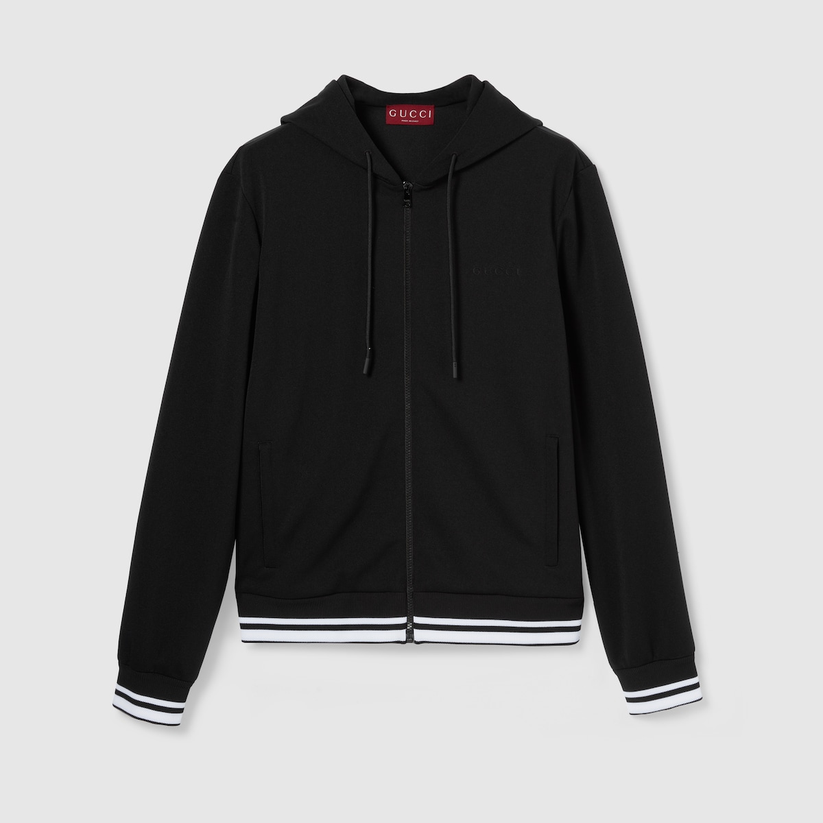 パーカー・フーディ GUCCI FW25 Black tech jersey sweatshirt (787939XJG9Z 1043) Cotton jersey hooded sweatshirt in black | GUCCI® US