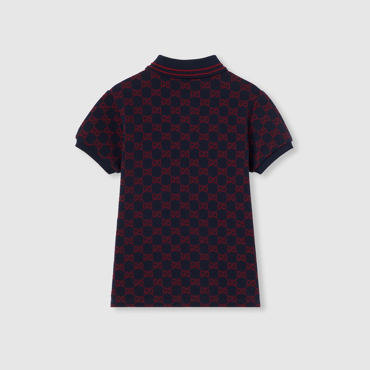 Children's GG cotton polo shirt in blue and red - thumbnail 2