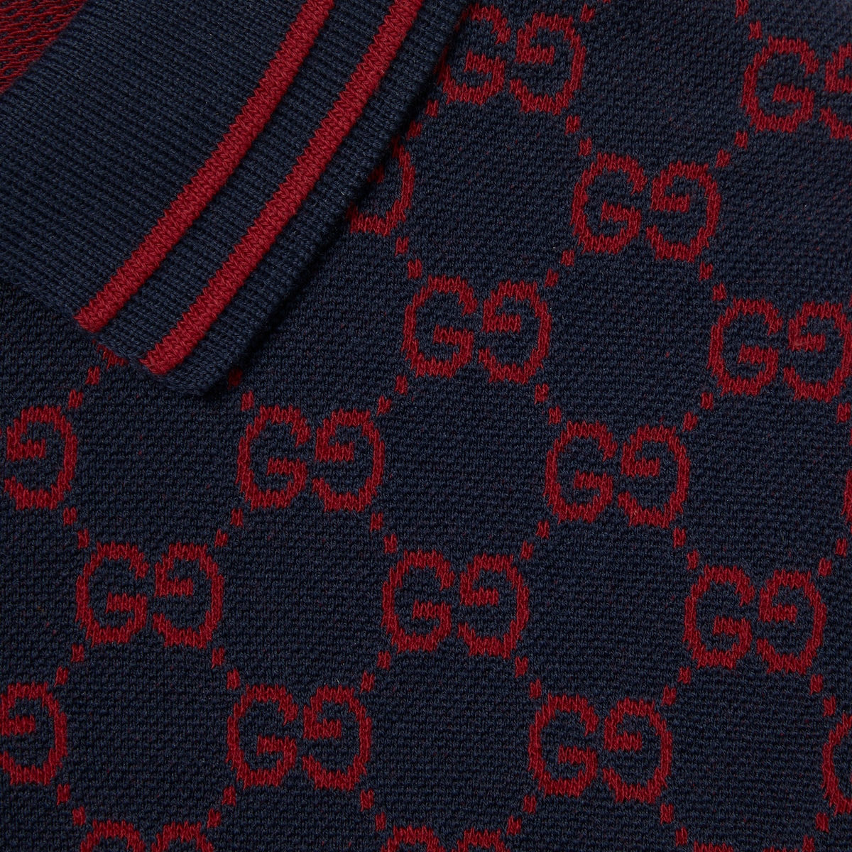 Children's GG cotton polo shirt in blue and red