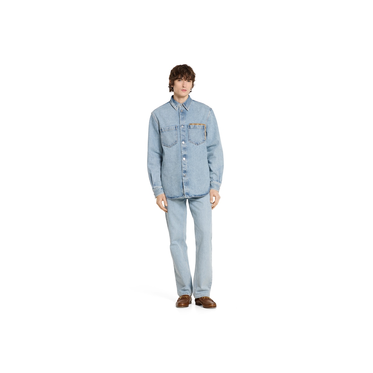【U LAN】Into Gradient Washing Denim Shirt Oversized Workwear Shirt in Cotton in WASHED GRAPHITE