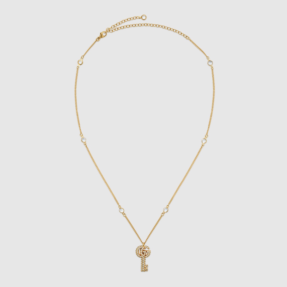 GG Marmont key crystal necklace in gold finish | GUCCI® US