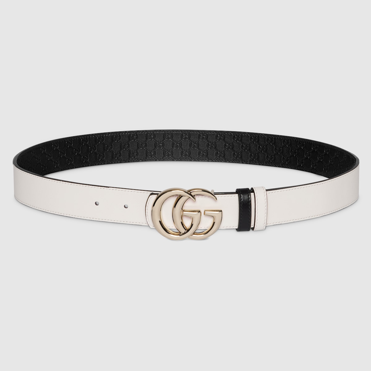 Reversible GG Marmont belt in black and white leather | GUCCI® US