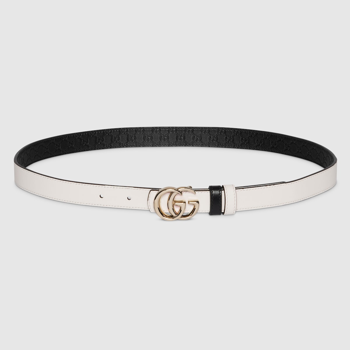 Reversible GG Marmont thin belt in black and white leather