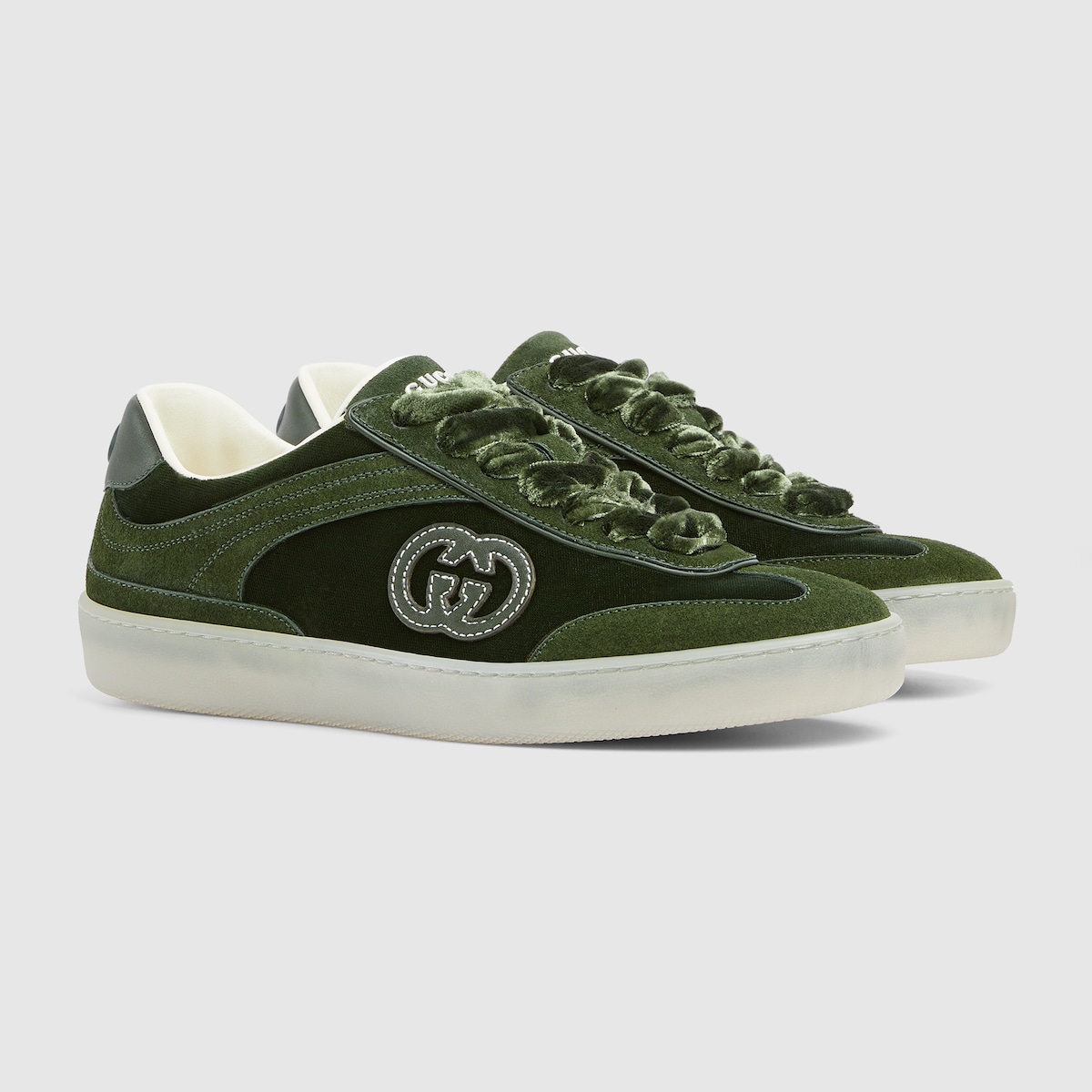 Women's G75 sneaker in dark green velvet | GUCCI® US