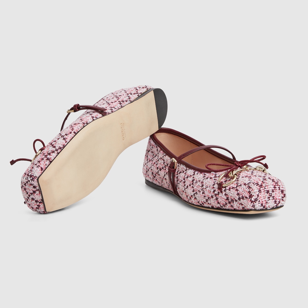Women's Gucci Horsebit ballet flat in pink and bordeaux