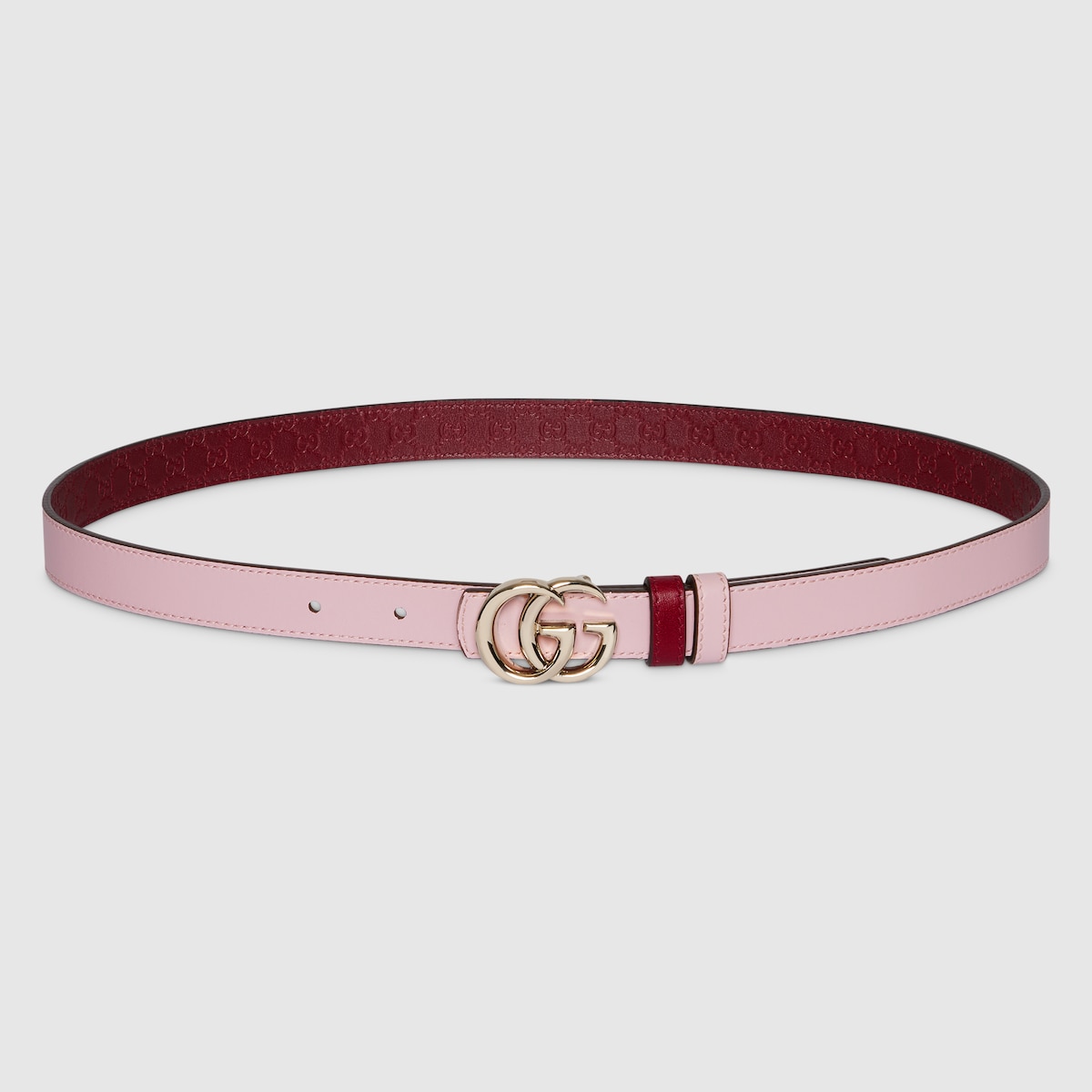 ダブルG リバーシブル スリムベルト ・グッチ ロッソ アンコーラ（深い