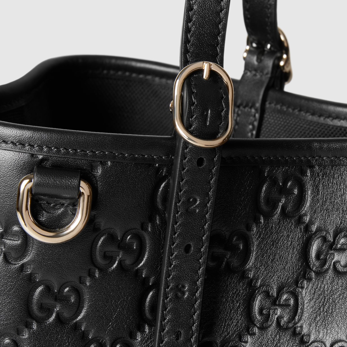 GG Emblem medium tote bag in black leather | GUCCI® US