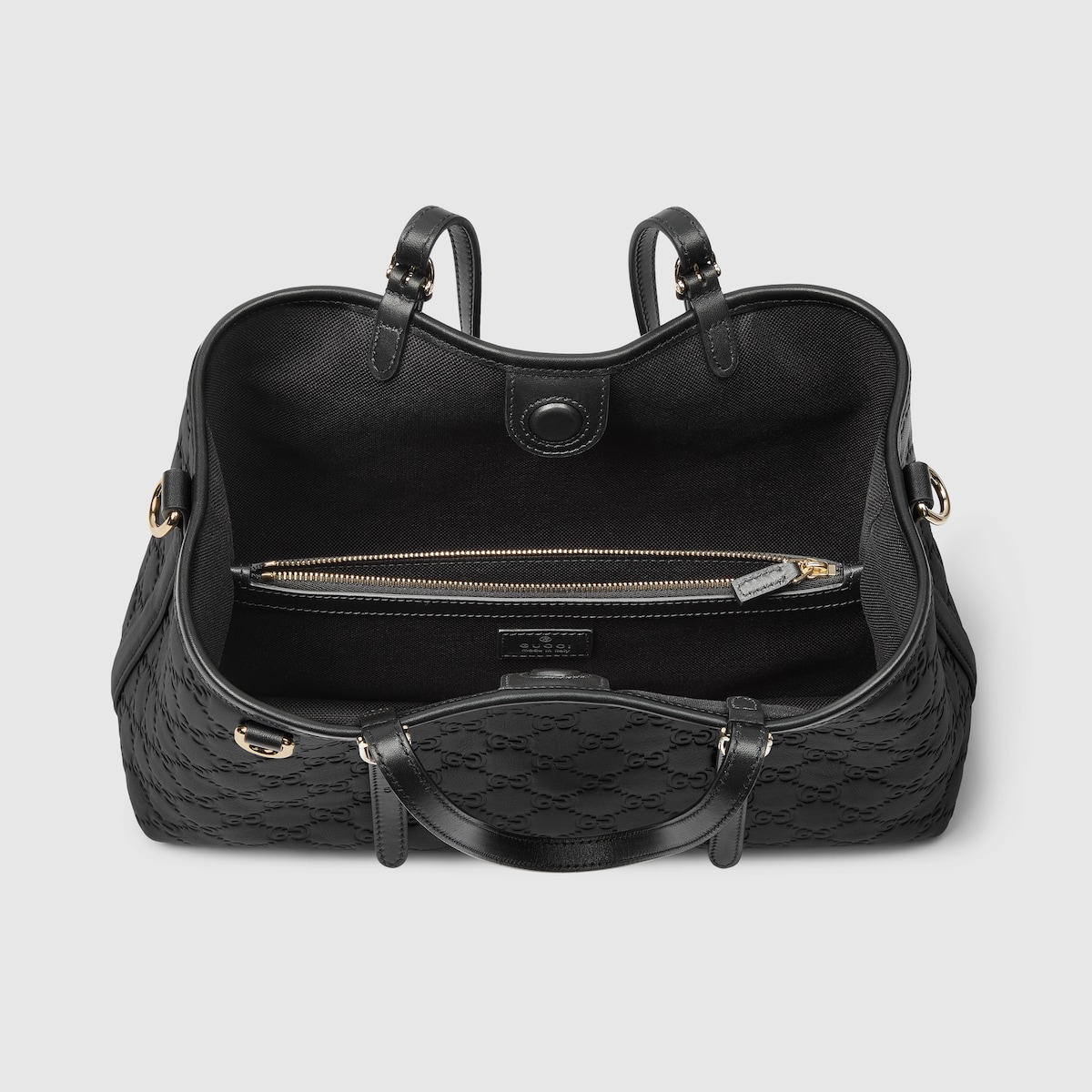 トートバッグ Gucci Black Leather Medium Gg Emblem Shopping Bag GG Emblem medium tote bag in black leather | GUCCI® CA