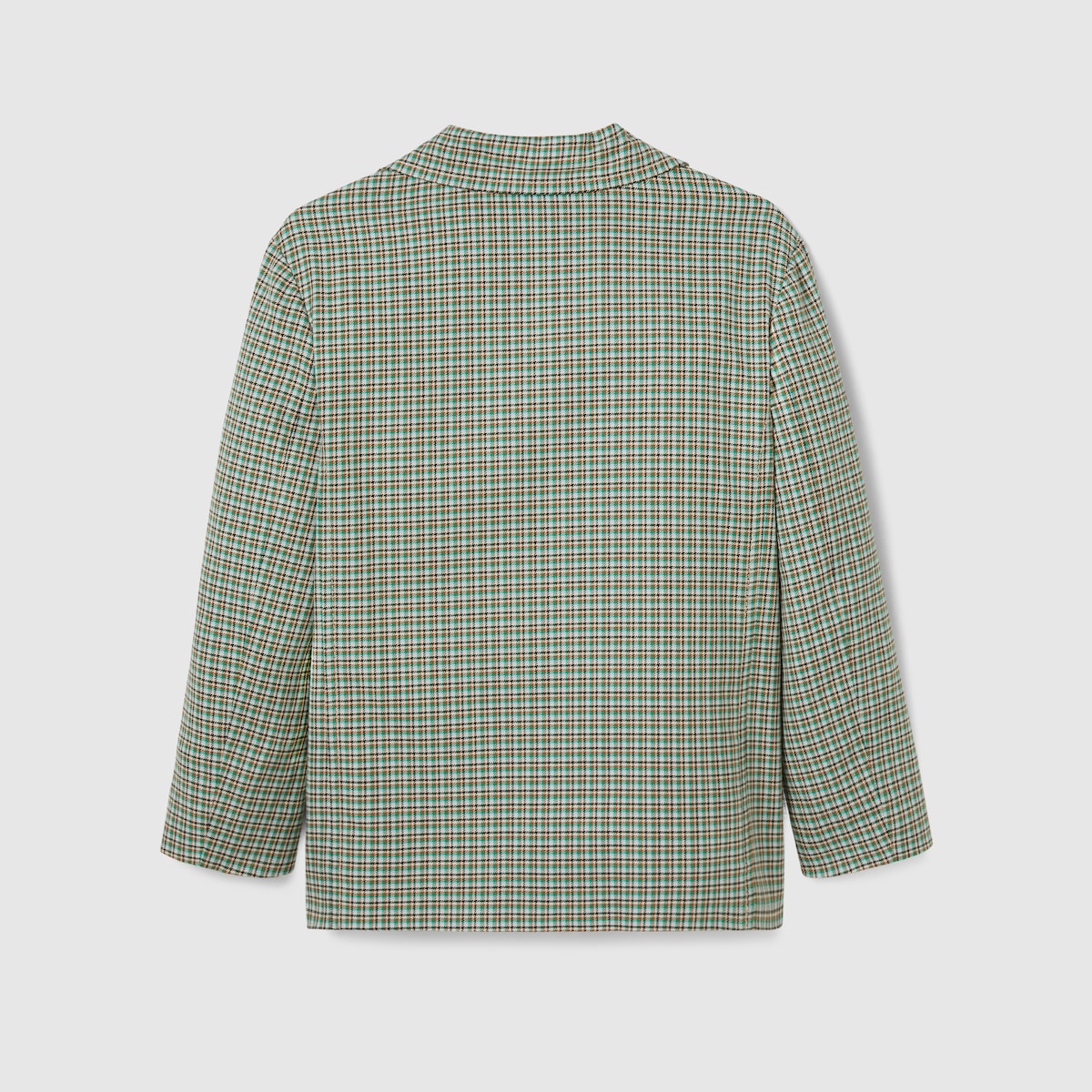 チルドレンズ〕チェック コットン ジャケット ・グリーン＆アイボリー