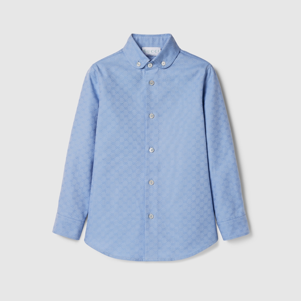 Children's Oxford cotton GG shirt in light blue - thumbnail 4