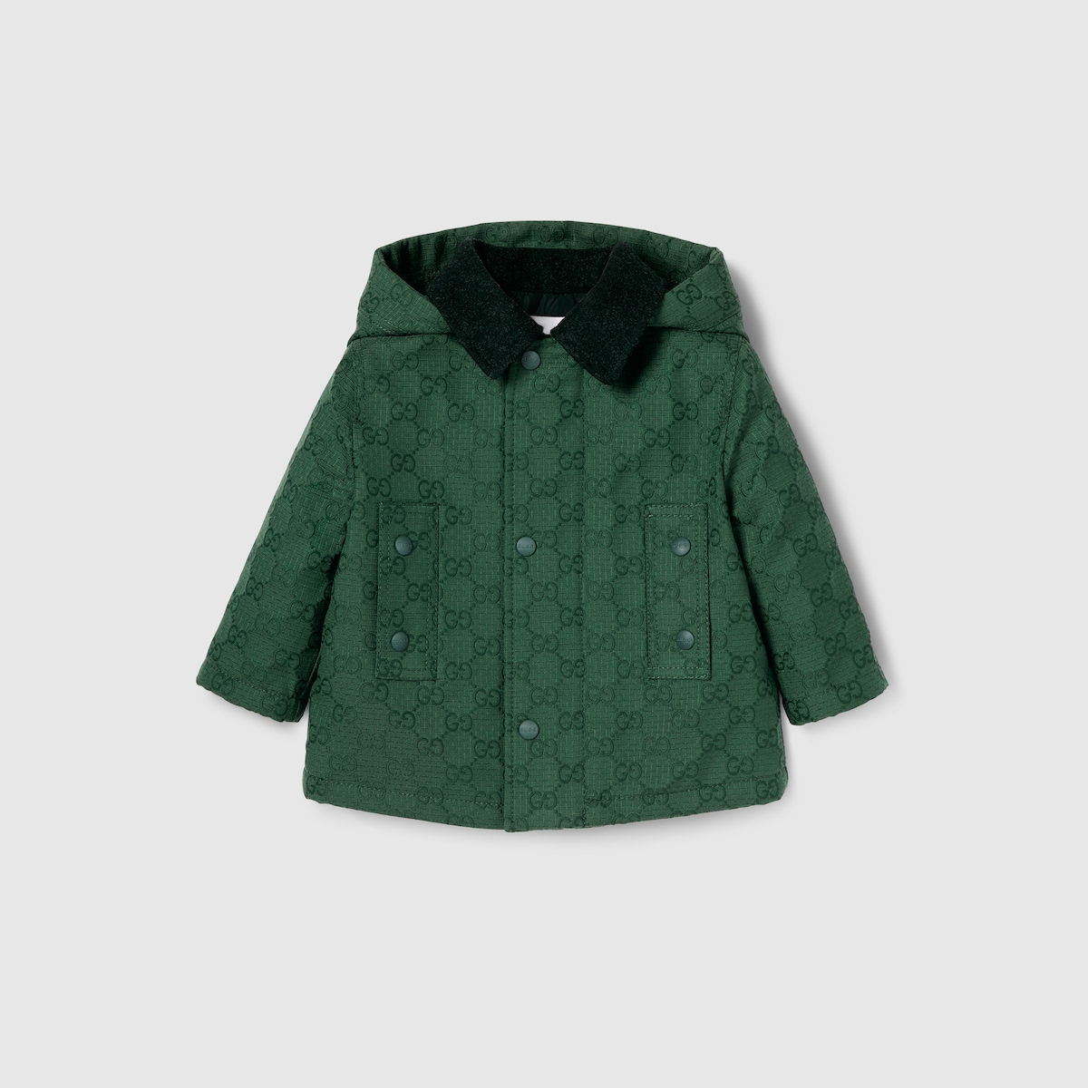 Baby GG cotton hooded jacket in green - thumbnail 4