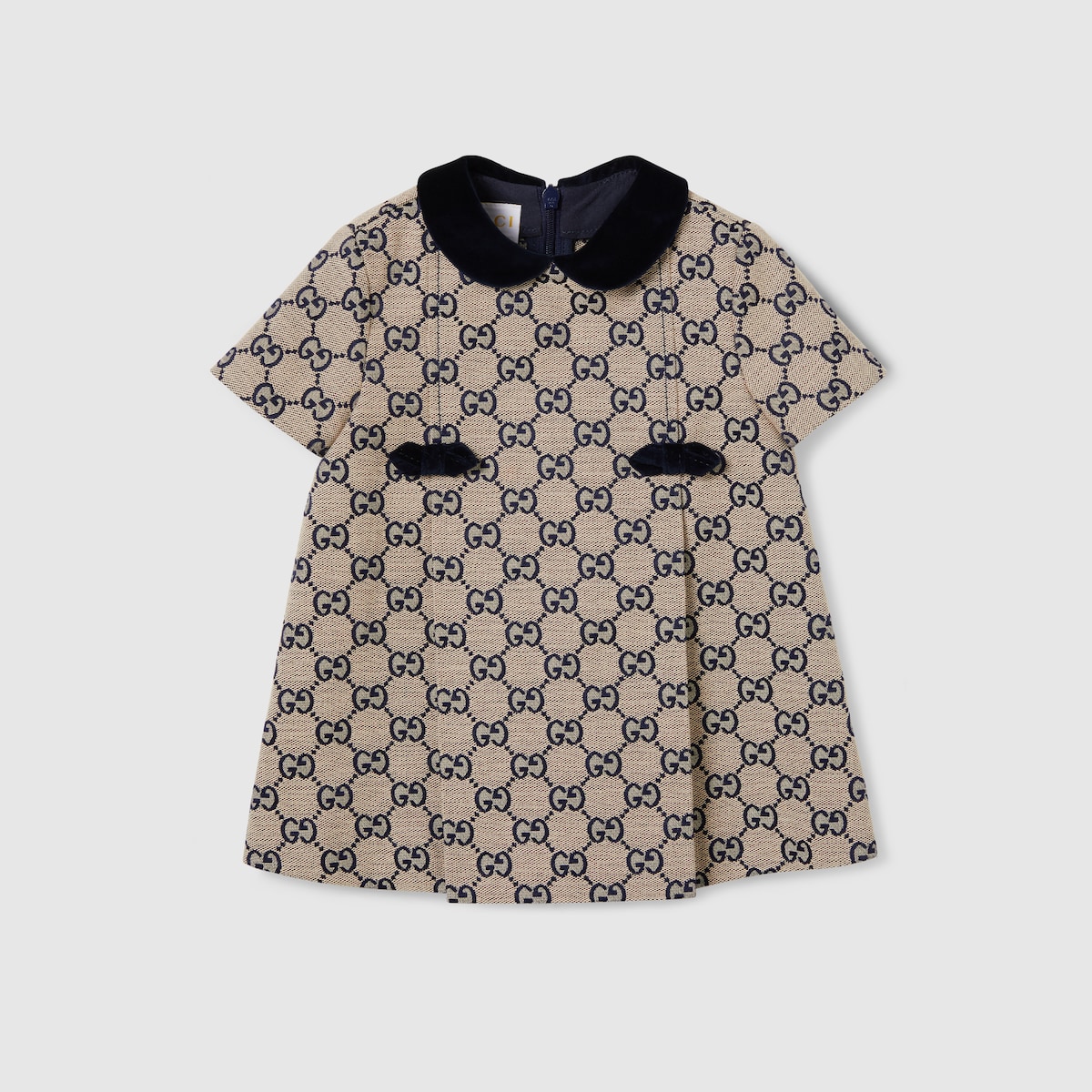 Baby GG canvas dress in beige and blue - thumbnail 3