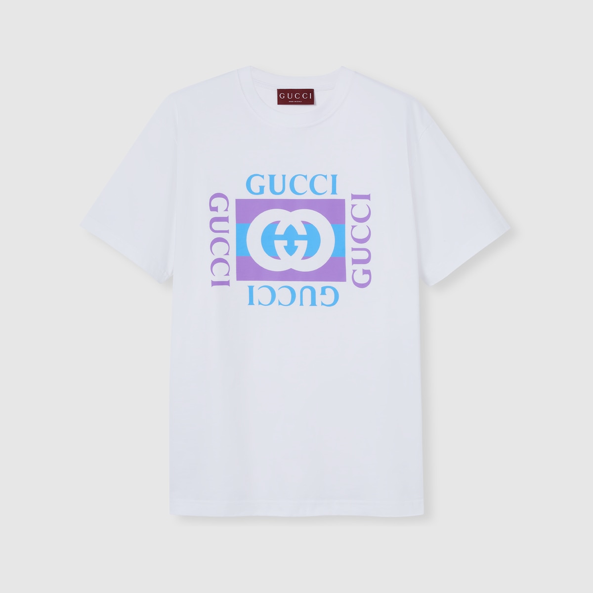 GUCCI ♪ プリント コットンジャージー Tシャツ 837959XJHG Cotton jersey T-shirt with print in white | GUCCI® US