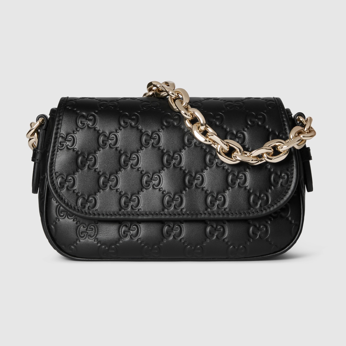 ショルダーバッグ・ポシェット GUCCI BLACK LEATHER LARGE GG EMBLEM SHOULDER BAG GUCCI GG Emblem Medium $2190 Black Leather Shoulder Bag New