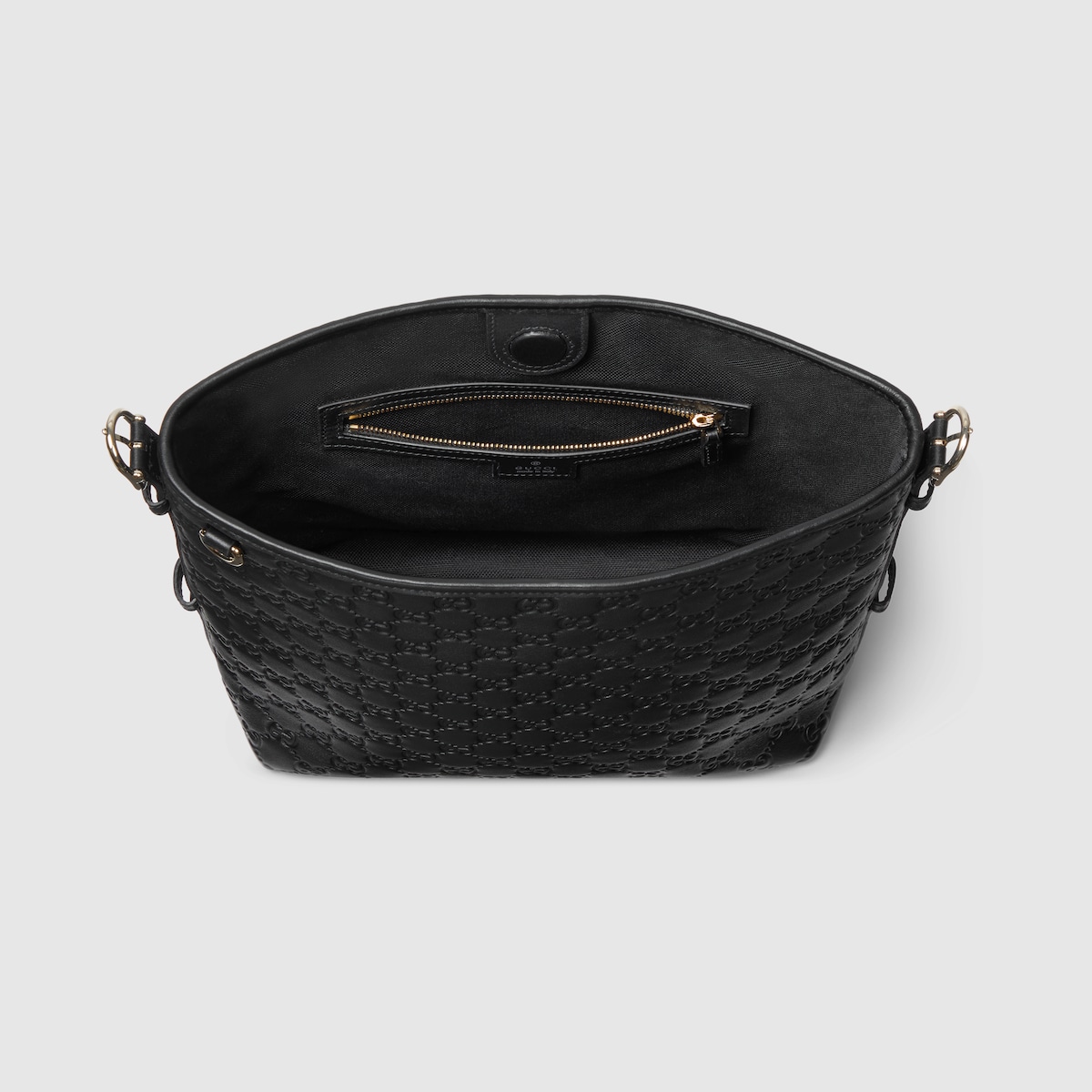 GG Emblem small shoulder bag in black GG leather | GUCCI® CA
