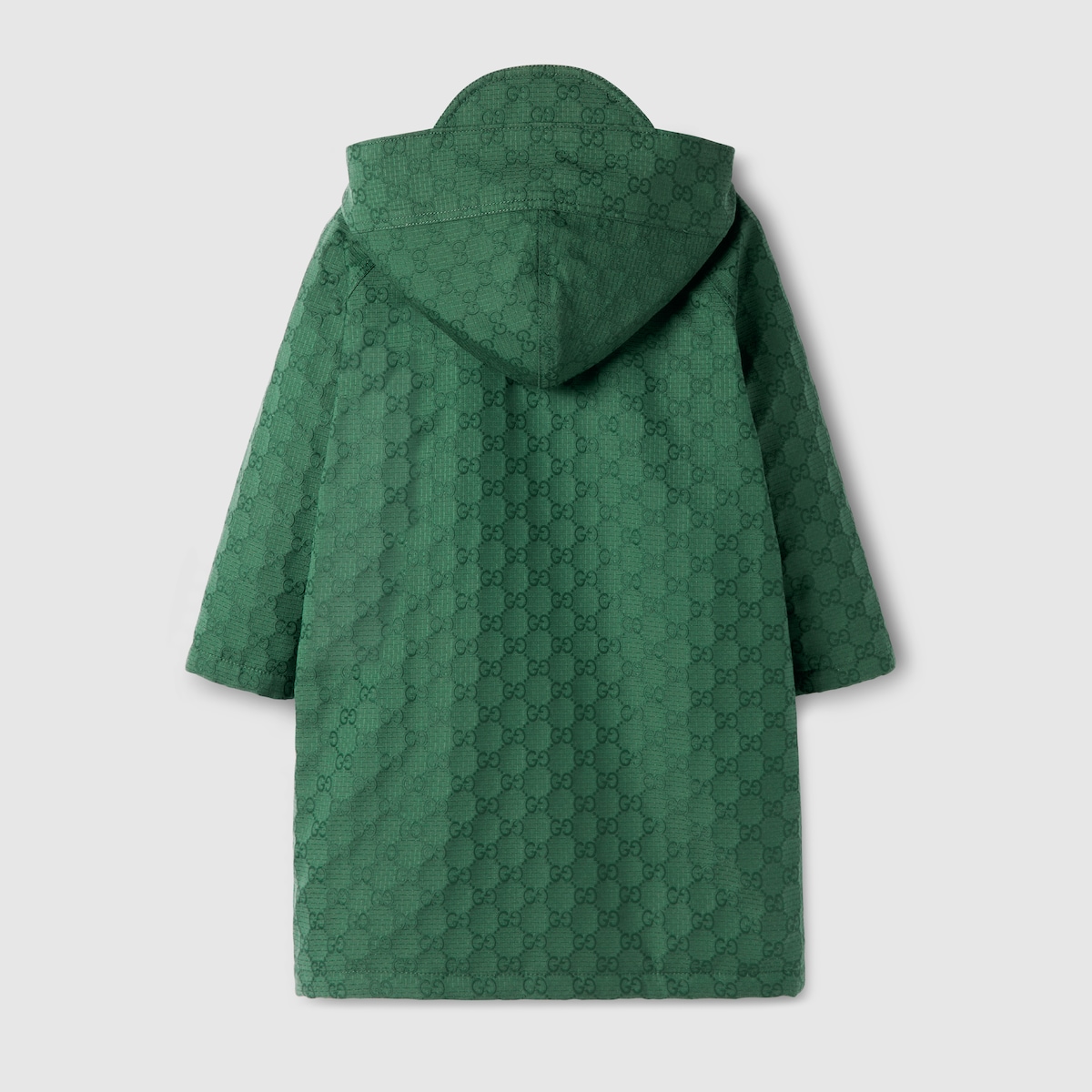 Children's GG cotton hooded jacket in green - thumbnail 3