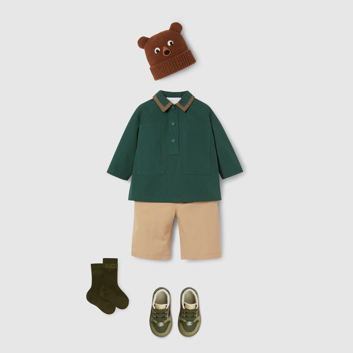 Baby cotton pants in beige - thumbnail 2