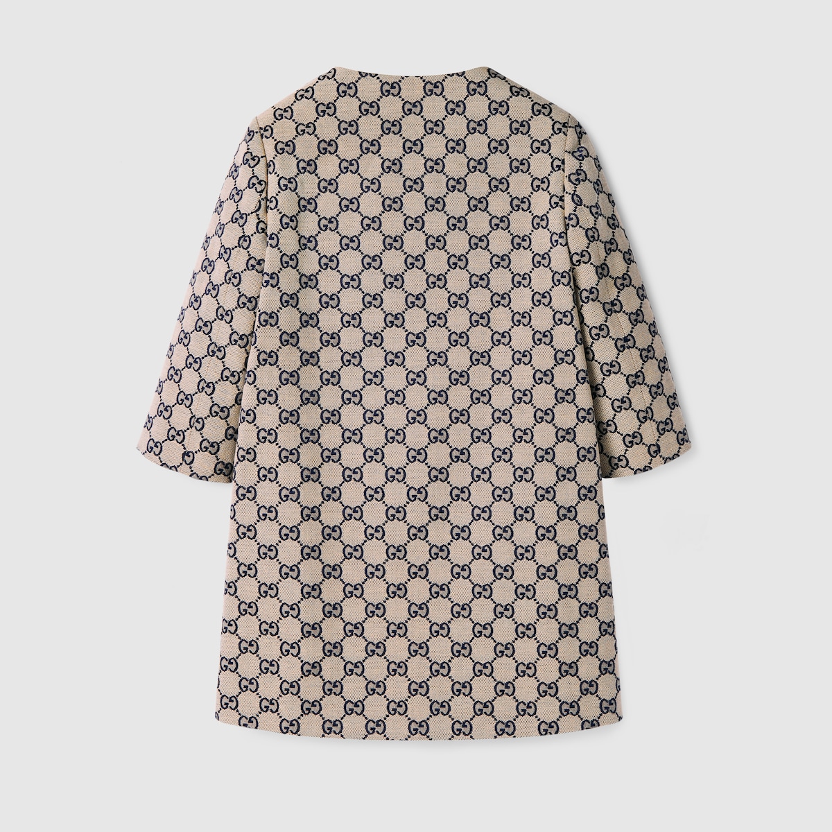 Children's GG canvas coat in beige and blue