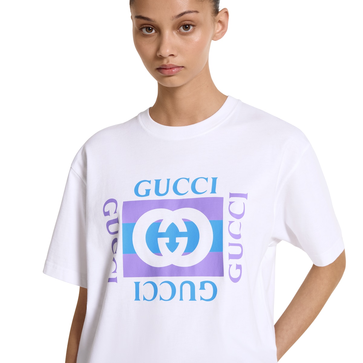 ☆GUCCI☆ Printed Cotton Jersey Short Sleeve T-Shirt Tシャツ Printed cotton jersey T-shirt in navy | GUCCI® US