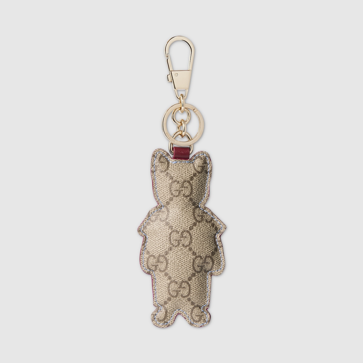 Yuko Higuchi cat-shaped keychain in beige and brown GG Supreme