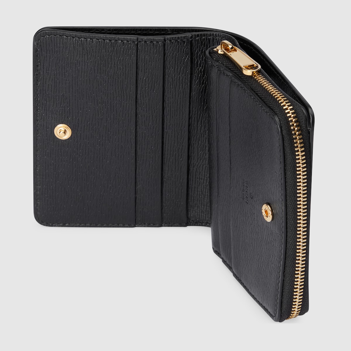 Mini wallet with Gucci script in black leather | GUCCI® CA