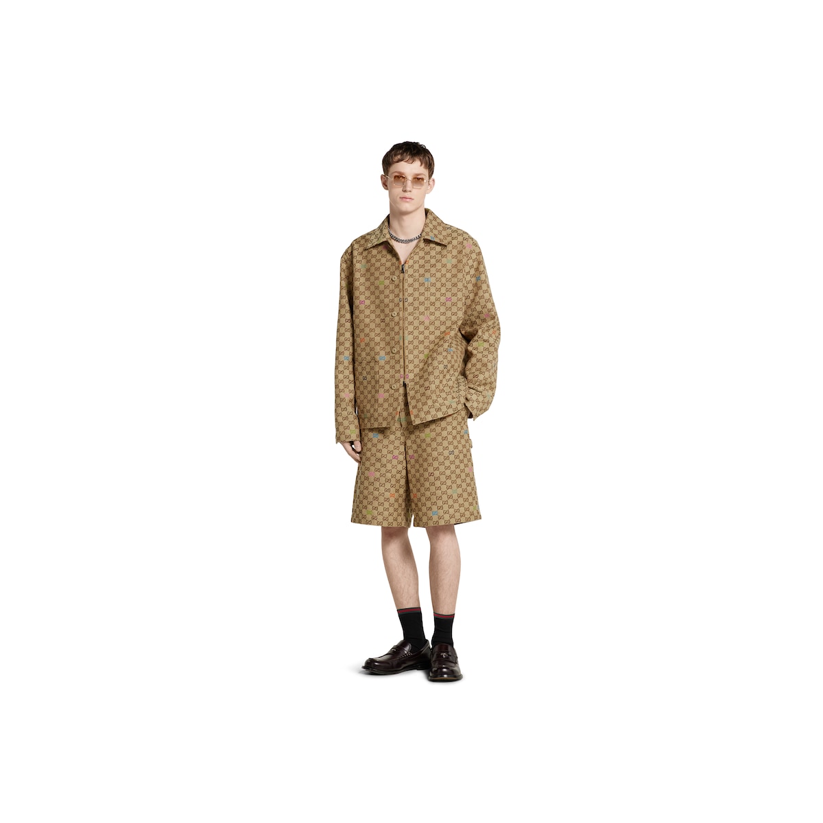 GGキャンバス ショートパンツキャメル＆ダークブラウン | GUCCI公式