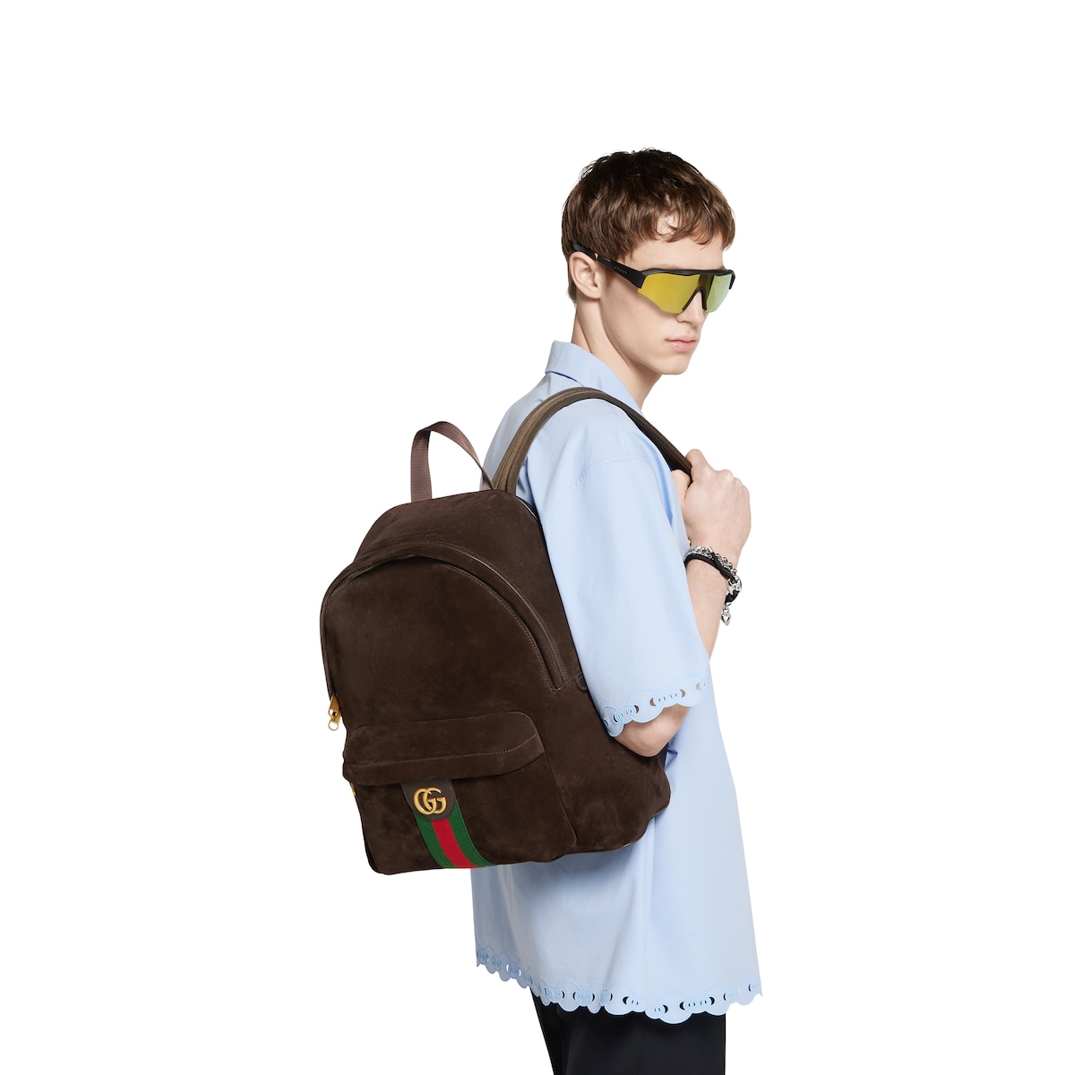 バックパック・リュック OPHIDIA MEDIUM BACKPACK Ophidia medium backpack in beige and dark brown fabric