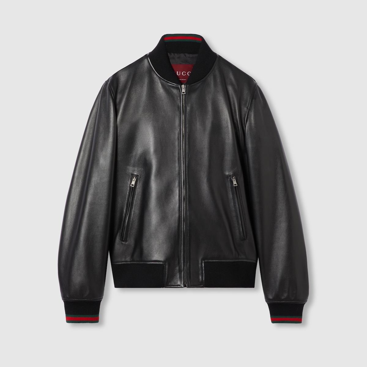 Leather bomber jacket in black - Gucci | Mytheresa