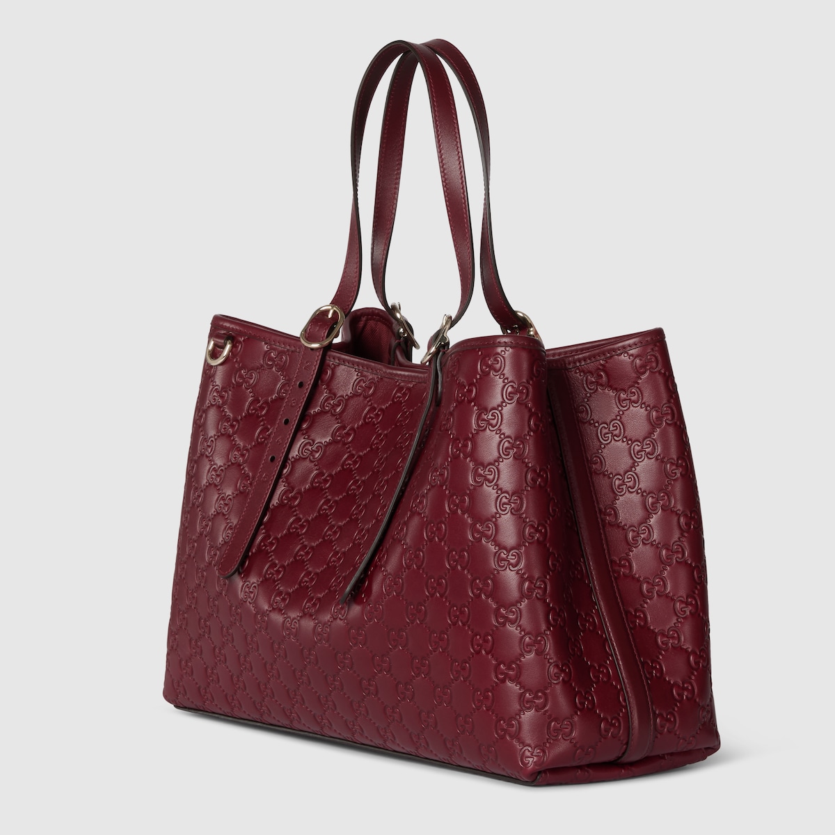 GGエンブレム〕ラージ トートバッグ ・グッチ ロッソ アンコーラ（深い